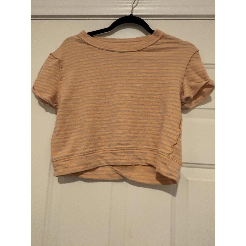 Women's sz S Free People boho orange cropped short sleeve shirt #1064